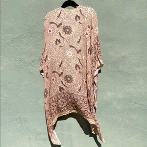 Free People Beach Cover up Floral Pink Kimono